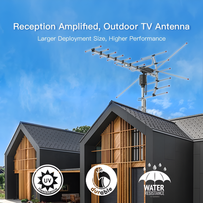 Antena de TV HD para exteriores | Rotación de 360 grados con procesador de señal inteligente | Diseño resistente a la intemperie para una recepción nítida