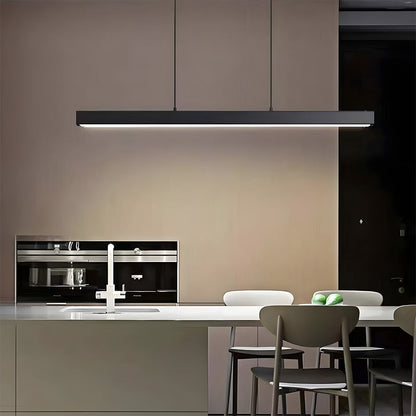 Linear Metal LED Fixture 47 in Black Kitchen Island Overhead Bar Lamp Slim Profile Adjustable Drop Modern Minimalist Style for Dining Room W