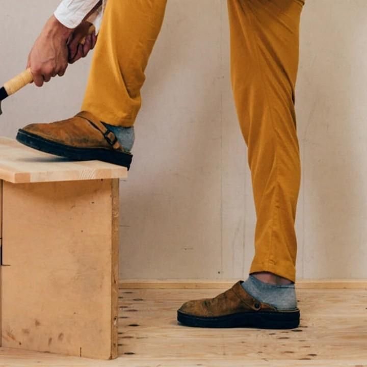 Men's Wooden Clogs with Open Back – Slip-On Mules with Rubber Sole for Work, Home & Casual Wear