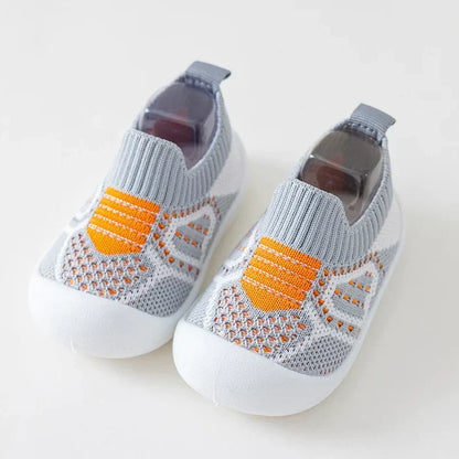 Infant Walking Shoe Socks with Non-Skid Rubber Sole — Soft Cotton Footwear for Toddlers 6-36 Months