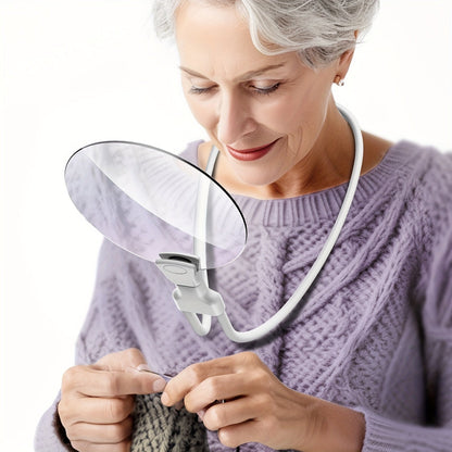 Hands-Free 5X Magnifying Glass Neck Lanyard for Reading & Crafts – Adjustable Wearable Magnifier for Low Vision & Seniors