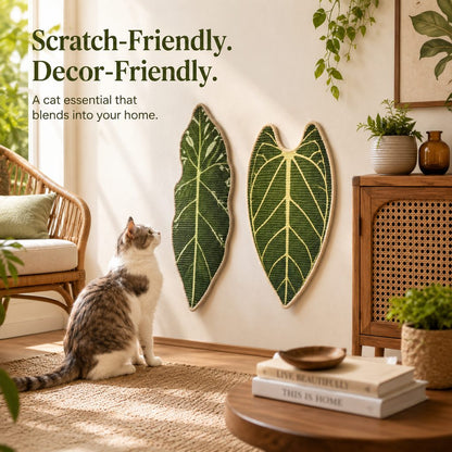 Ortekor Botanical Stick-On Sisal Cat Scratcher Mat for Walls, Doors & Floors - Redirect Scratching Away From Furniture
