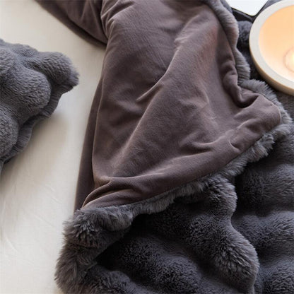 Plush Faux Fur Throw Blanket with Silky Soft Texture for Couch, Bed & Living Room Decor in Multiple Colors