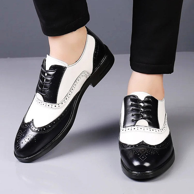 Zapatos acordonados estilo brogue con diseño en piel bitono | Calzado elegante para toda ocasión