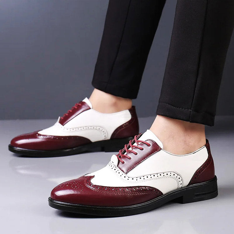 Zapatos acordonados estilo brogue con diseño en piel bitono | Calzado elegante para toda ocasión