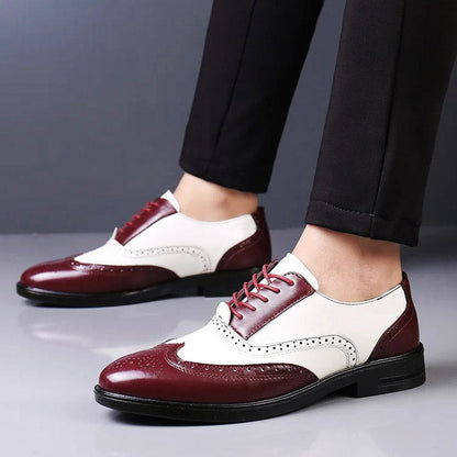 Zapatos acordonados estilo brogue con diseño en piel bitono | Calzado elegante para toda ocasión
