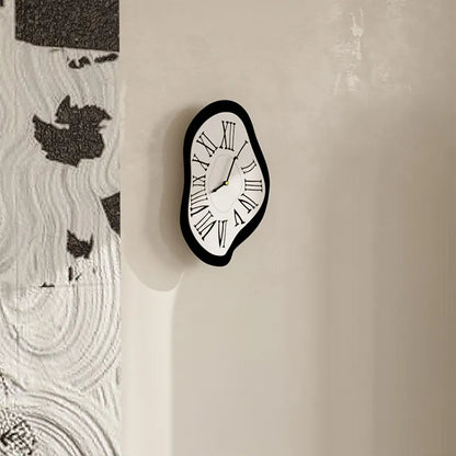 Surrealist Wall Clock Distorted Roman Numeral Design Silent Non-Ticking Movement Acrylic Art Timepiece for Home Office Living Room Bedroom