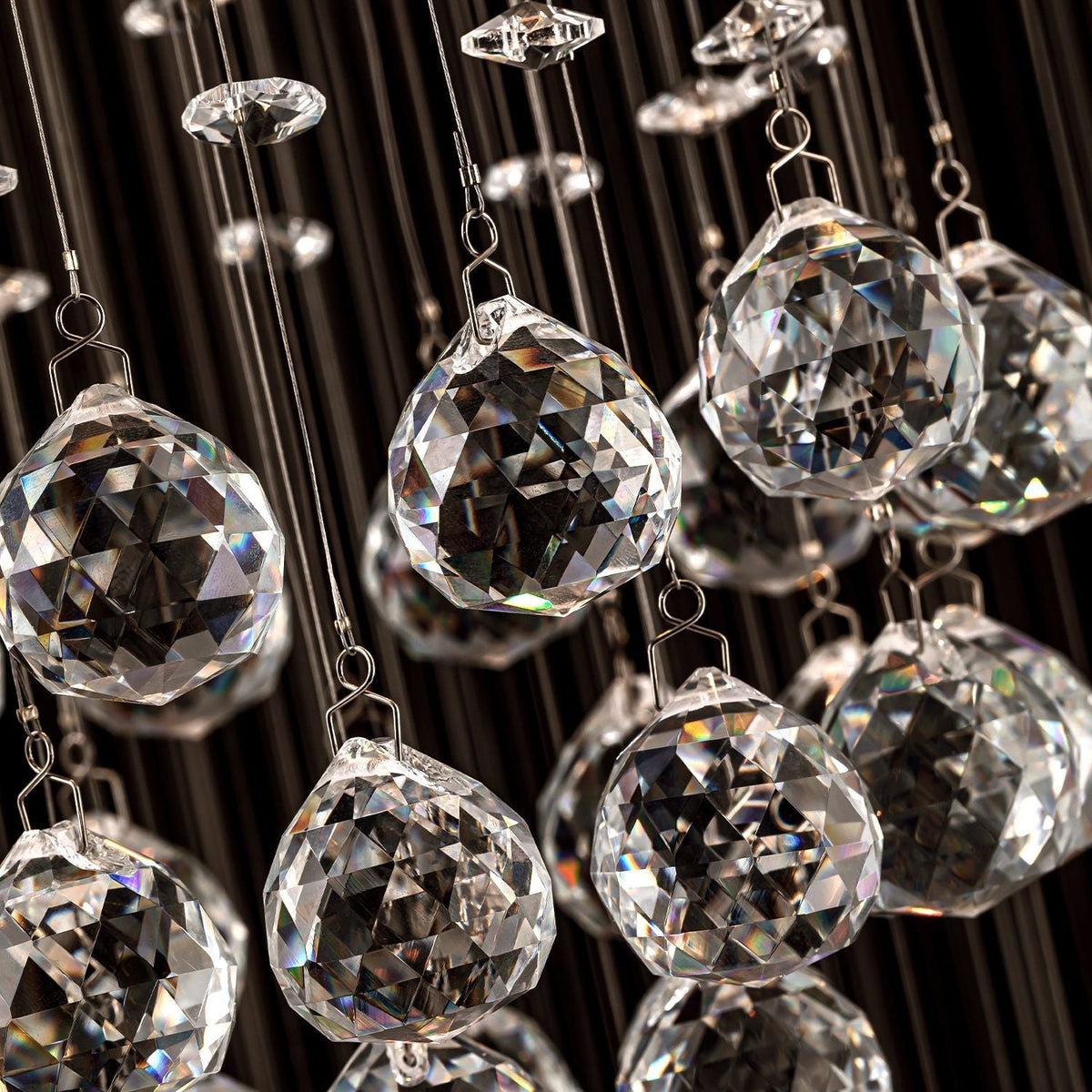 Spiral Crystal Raindrop Chandelier with Three Cascading Tiers for High Ceilings