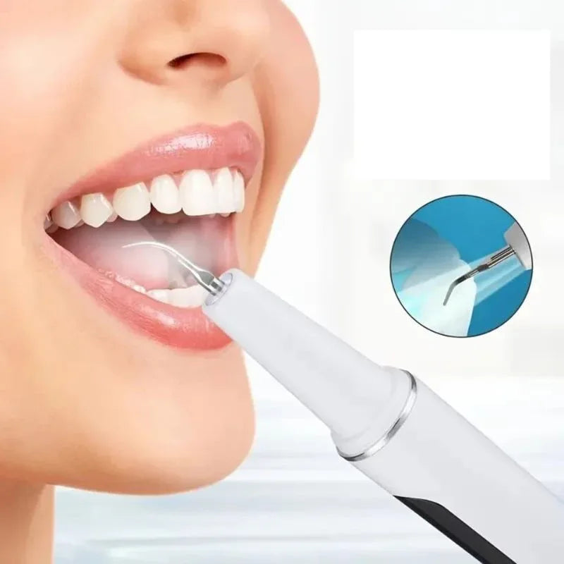 Ultrasonic Tooth Cleaner USB Rechargeable for Home Dental Care with LED Light & 3 Power Modes | Tartar Plaque Remover Kit with Stainless