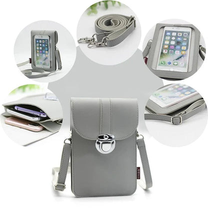 Crossbody Phone Bag Touchscreen Window PU Leather Card Pockets