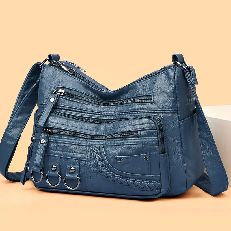 Retro-Inspired Shoulder Bag for Women – Faux Leather Crossbody Purse with Top Handle – Everyday Carryall with Interior Pockets – Classic