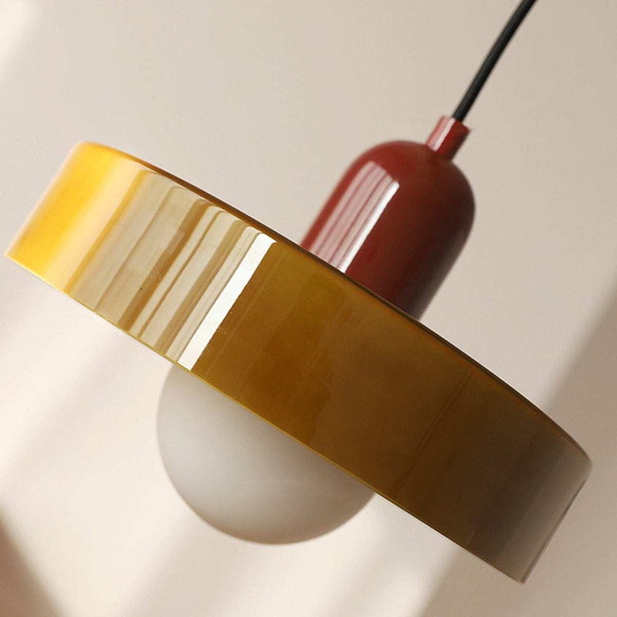 Glass Disc Pendant Light with Adjustable Cord – Modern Ceiling Fixture for Dining Room, Kitchen Island & Living Room