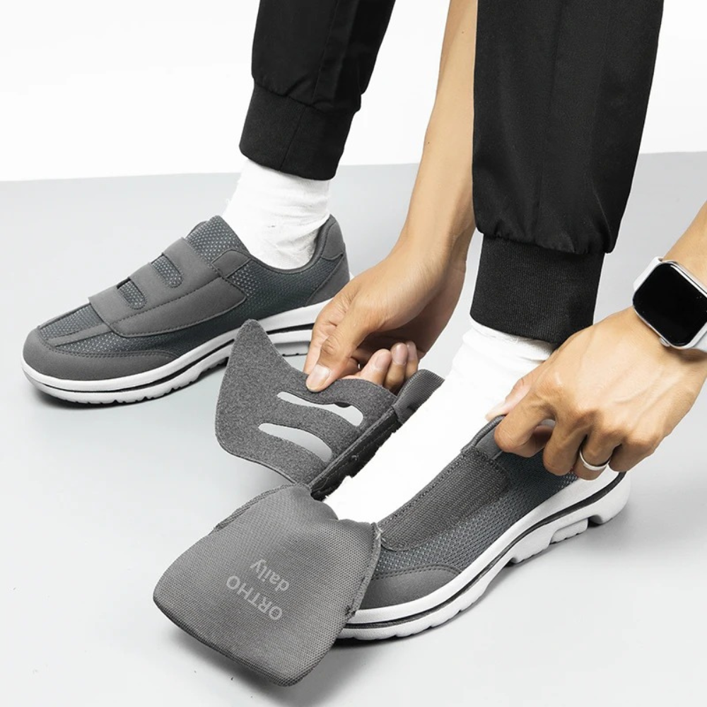Wide-Fit Adjustable Footwear for Sensitive Feet with Hook-and-Loop Straps and Breathable Mesh
