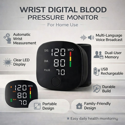 Monitor digital automático de presión arterial | Dispositivo preciso recargable por USB para el control de la salud en el hogar
