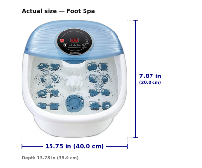 Relaxing Foot Spa Bath Massager with Heat, Vibrating Foot Massager with Bubbles and Rollers, Portable Foot Spa for Home