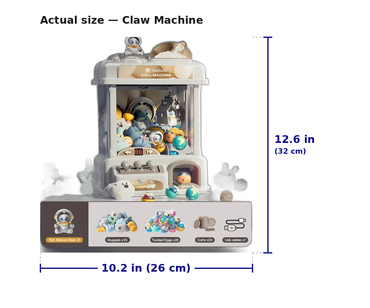Claw Machine for Kids, Mini Arcade Claw Machine with Plush Prizes, Coin Operated Home Arcade Game for Boys and Girls