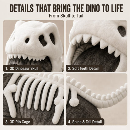 Ortekor Plush Dinosaur Skeleton Pet Costume for Cats & Dogs - Face-Open Halloween Outfit for Parties & Photos