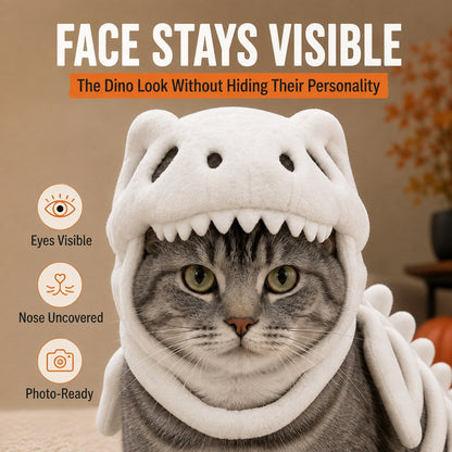 Ortekor Plush Dinosaur Skeleton Pet Costume for Cats & Dogs - Face-Open Halloween Outfit for Parties & Photos
