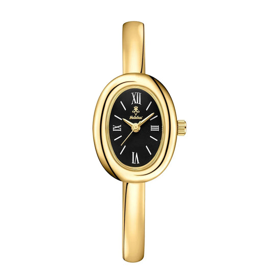 Reloj de pulsera analógico de cuarzo con brazalete de acero inoxidable y esfera ovalada para mujer, estilo casual y formal para oficina, opciones en color dorado y plateado, moda A
