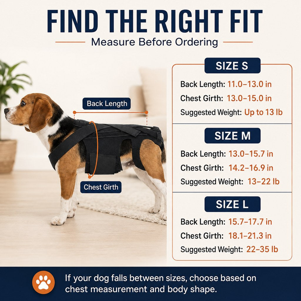 Ortekor Dog Back Support Brace for Senior & Recovering Dogs - Full-Body Mobility Vest for Walking Stability