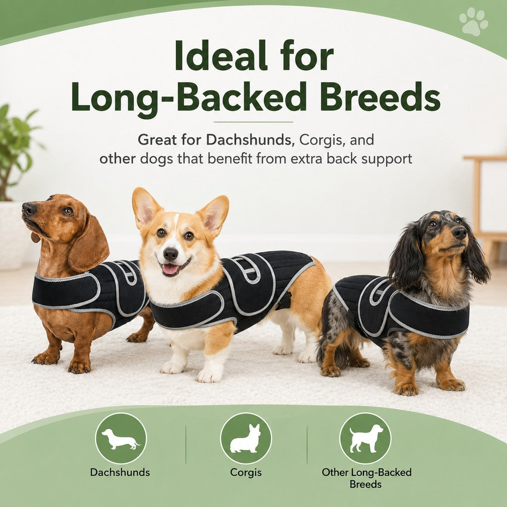 Ortekor Dog Back Support Vest for Daily Walks & Home Recovery - Adjustable Support for Long-Backed and Senior Dogs