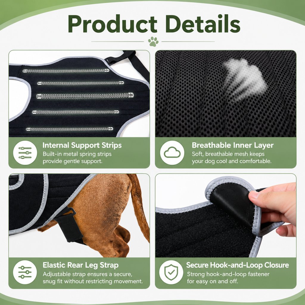 Ortekor Dog Back Support Vest for Daily Walks & Home Recovery - Adjustable Support for Long-Backed and Senior Dogs