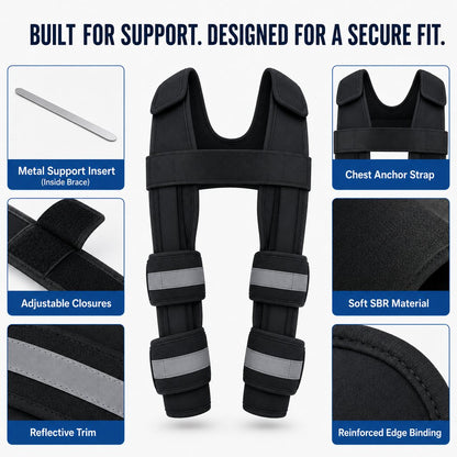 Ortekor Dog Double Front Leg Support Brace for Unsteady Walking - Chest Harness with Internal Metal Support Inserts