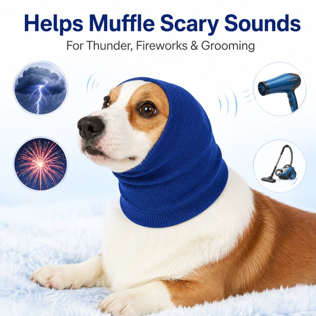 Ortekor Dog Calming Head Wrap for Thunder, Fireworks & Cold Walks - Soft Ear Coverage for Stressful Moments