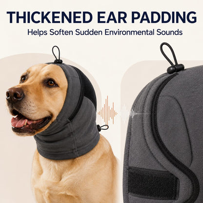 Ortekor Adjustable Dog Calming Hoodie Ear Wrap for Fireworks, Thunderstorms & Grooming - Helps Soften Sudden Sounds with a Secure Fit