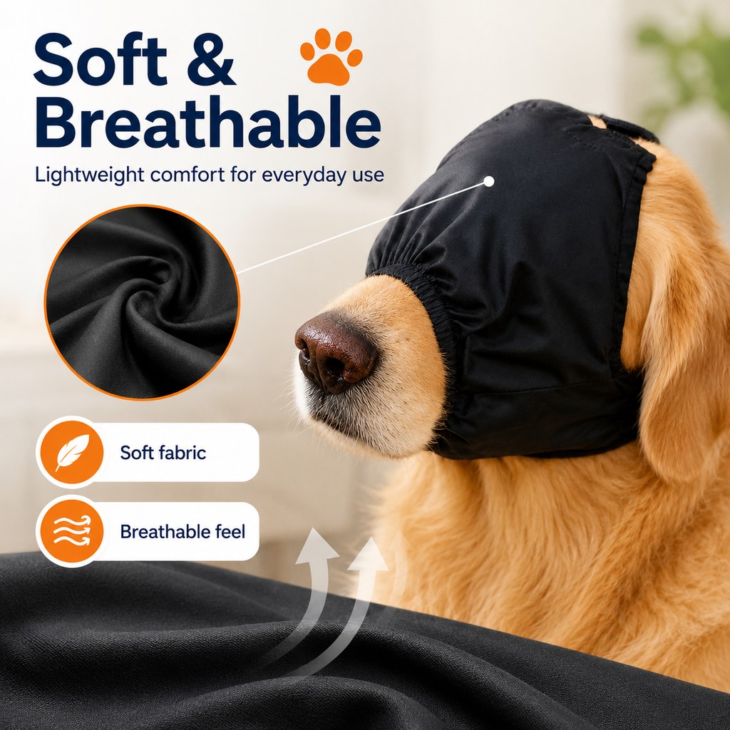 Ortekor Dog Calming Mask for Car Rides, Grooming & Vet Visits - Adjustable Visual Comfort Hood
