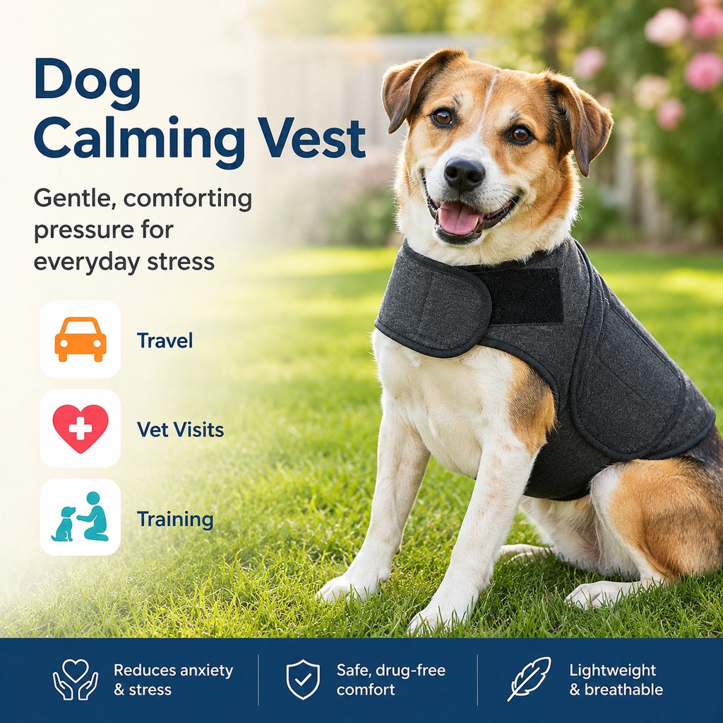 Ortekor Dog Calming Vest for Travel & Vet Visits - Adjustable Comfort Wrap for Nervous Dogs
