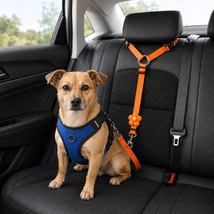 Ortekor Adjustable Dog Car Seat Belt for Back Seat Travel - Helps Keep Pets Secure & Reduce Driver Distraction