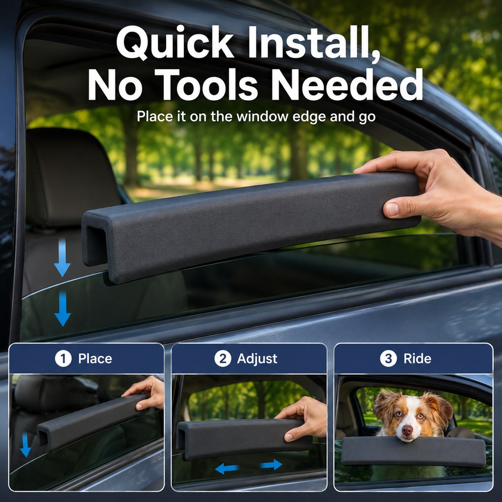Ortekor Dog Car Window Chin Rest Cushion - Soft Door-Edge Pillow for Road Trips & Daily Rides