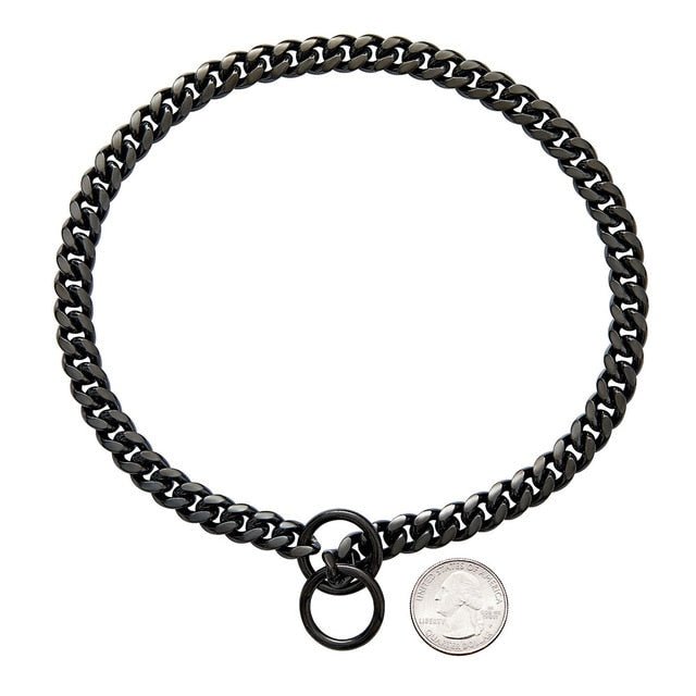 Polished Metal Chain Link Training Collar for Large Dogs – Rust-Resistant Steel, Cuban Link Design for Power Breeds