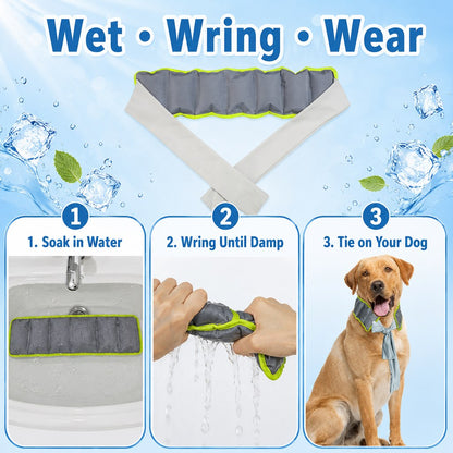 Ortekor Dog Cooling Neck Wrap for Summer Walks, Hiking & Beach Days – Water-Activated Cooling Collar Scarf for Hot Weather Comfort
