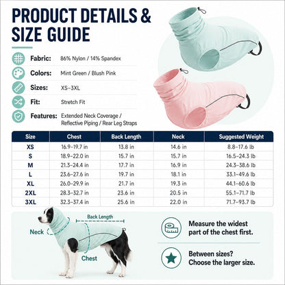 Ortekor Dog Cooling Sun Protection Shirt for Summer Walks - Lightweight Full-Coverage Outdoor Wear