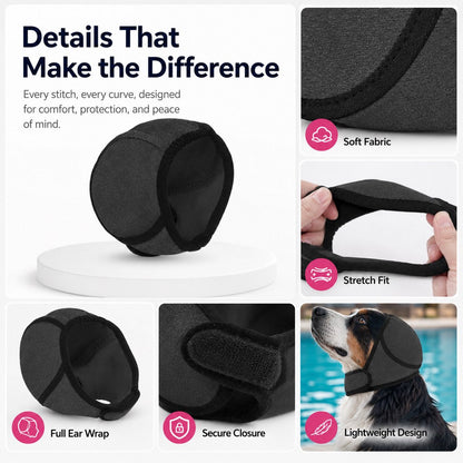 Ortekor Dog Ear Cover for Swimming, Bath Time & Loud Noise Comfort - Soft Calming Ear Muff to Help Keep Water & Debris Out