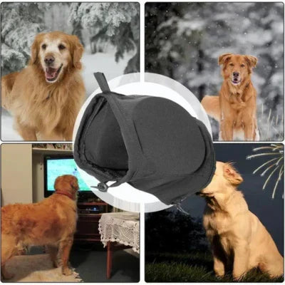 Calming Sound-Dampening Pet Headwear for Dogs During Storms, Fireworks & Grooming | Soft Nylon Anxiety Relief Ear Cover for Small to Large B