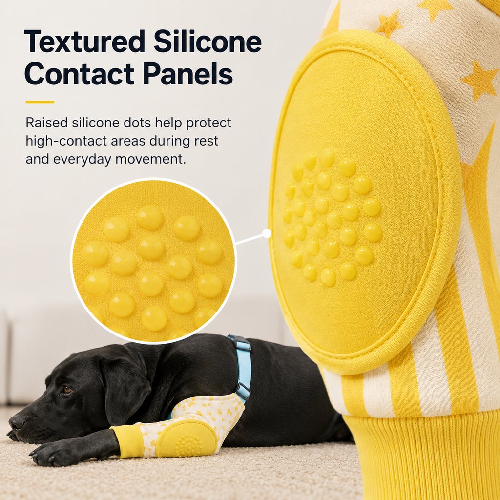 Ortekor Padded Dog Elbow Protector Sleeves for Hard Floors - Dual Front-Leg Coverage for Pressure & Rubbing
