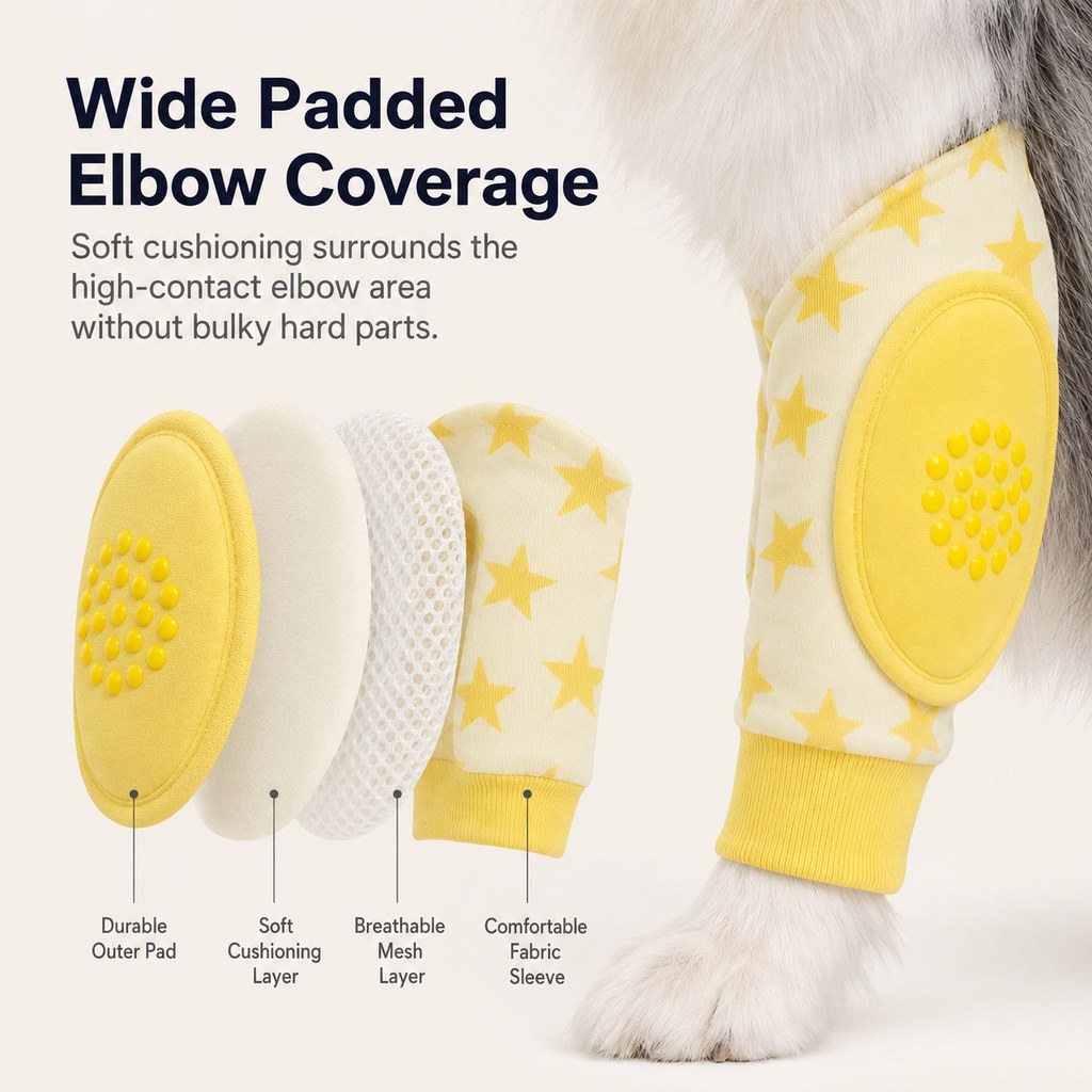 Ortekor Padded Dog Elbow Protector Sleeves for Hard Floors - Dual Front-Leg Coverage for Pressure & Rubbing