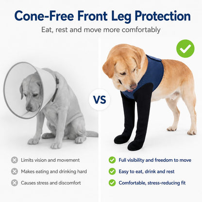 Ortekor PawGuard Dual Front Leg Recovery Sleeves for Dogs - Cone-Free Anti-Lick Protection for Post-Surgery, Scratching & Sensitive Front Legs