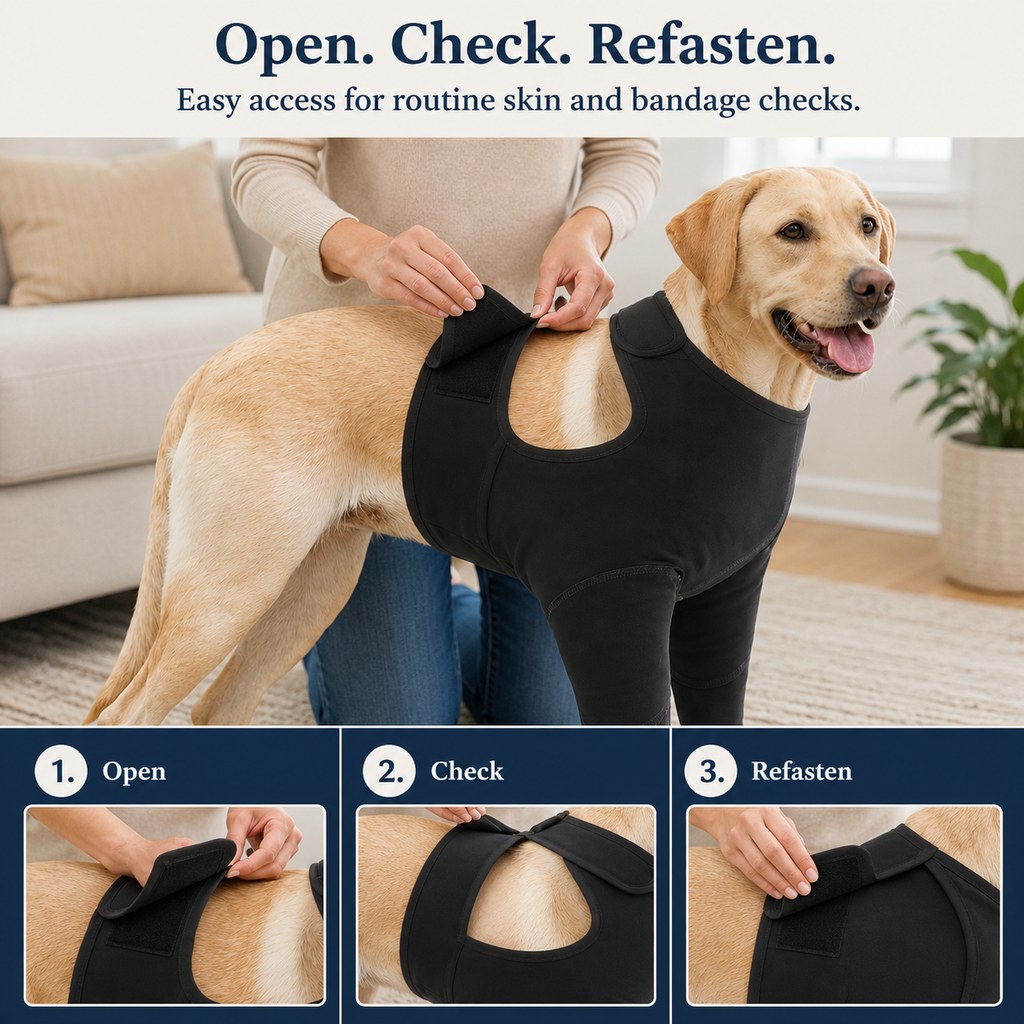 Ortekor Dog Front Leg Recovery Suit for At-Home Care - Helps Deter Licking