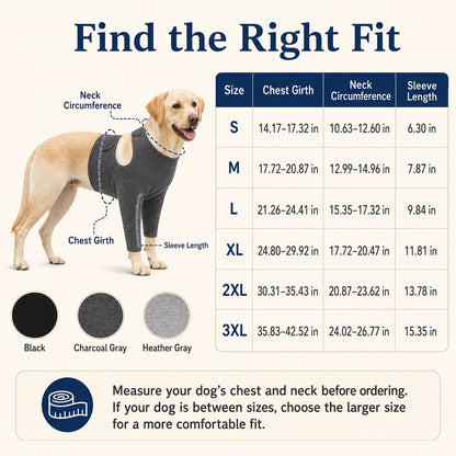 Ortekor Dog Front Leg Recovery Suit for At-Home Care - Helps Deter Licking