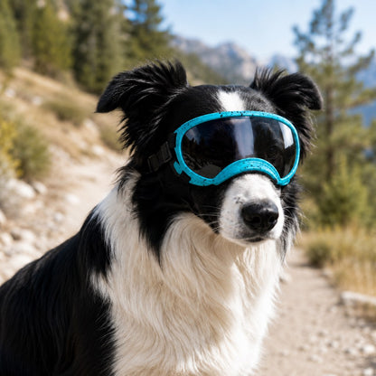 Ortekor Photochromic Dog Goggles for Hiking & Car Rides - Adjustable Wind, Dust & Debris Coverage