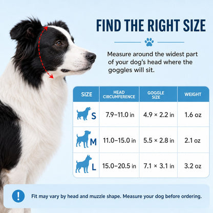 Ortekor Photochromic Dog Goggles for Hiking & Car Rides - Adjustable Wind, Dust & Debris Coverage