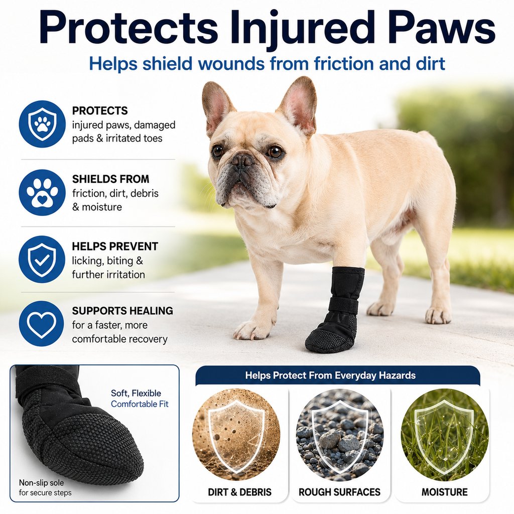 Ortekor Dog Paw Recovery Boot for Home Rest & Walks - Anti-Lick Protective Cover for Injured Paws