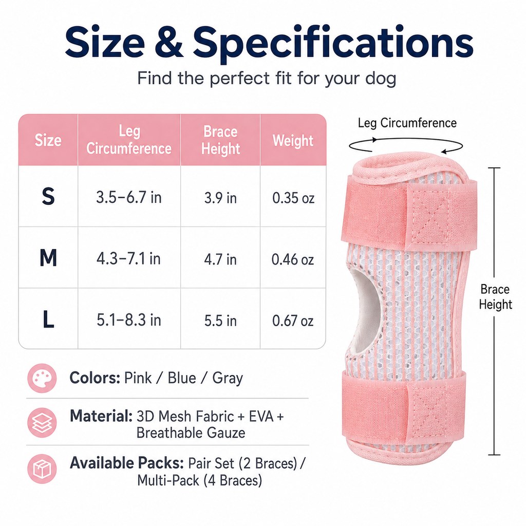 Ortekor Dog Knee Support Brace for Front & Rear Legs - Adjustable Joint Support Sleeve for Senior Dogs, Active Dogs & Everyday Mobility Assistance