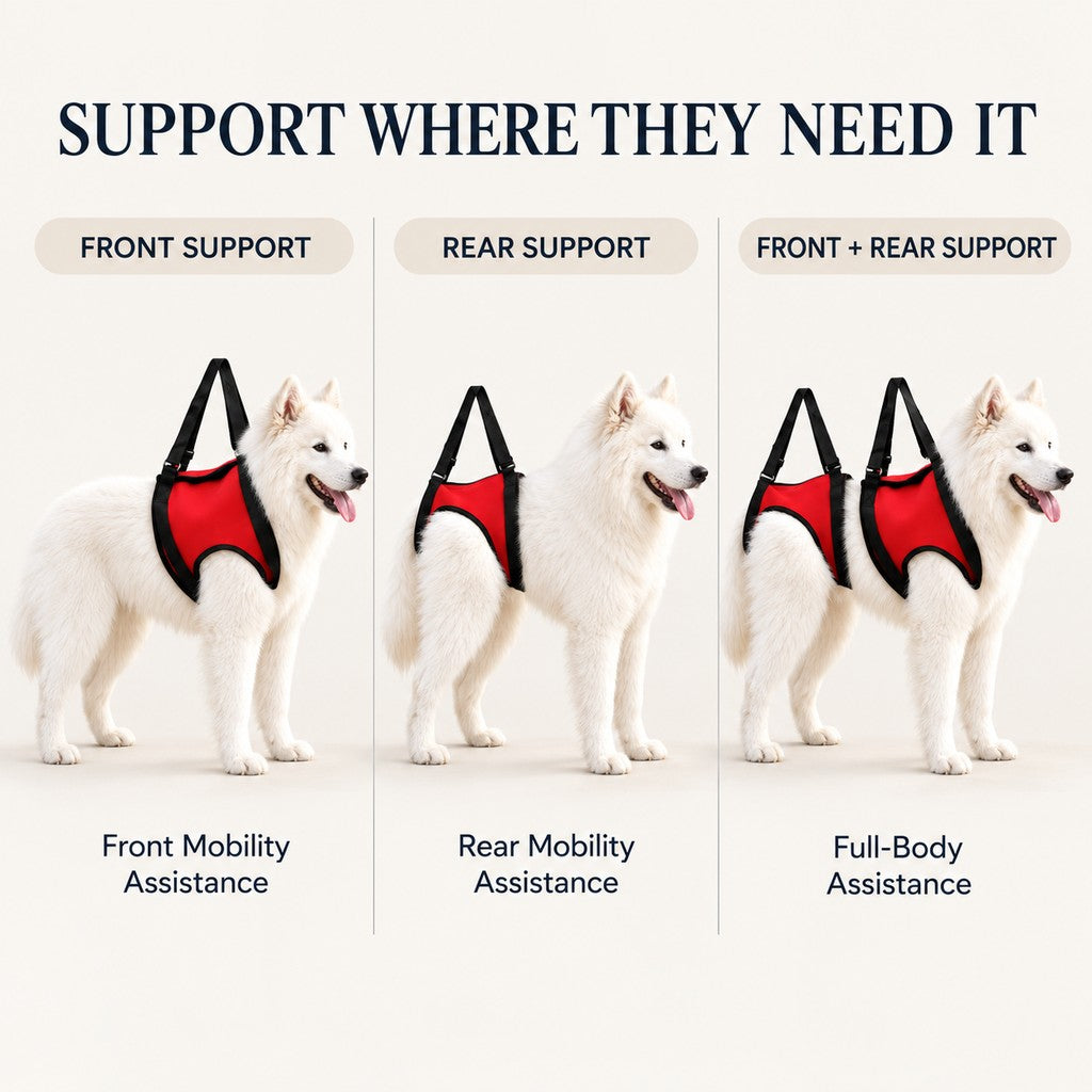 Ortekor Dog Mobility Lift Harness for Senior & Limited-Mobility Dogs - Front, Rear & Full Support for Stairs, Cars & Daily Walking