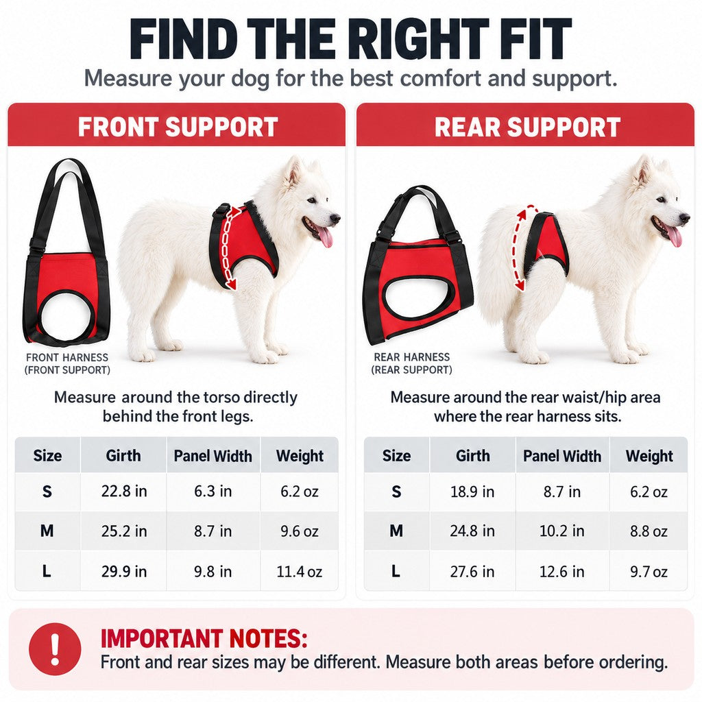Ortekor Dog Mobility Lift Harness for Senior & Limited-Mobility Dogs - Front, Rear & Full Support for Stairs, Cars & Daily Walking