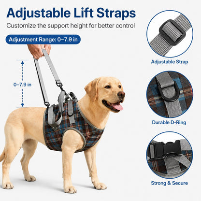 Ortekor Dog Mobility Support Harness for Stairs & Cars - Front or Rear Lift Assist for Weak Legs